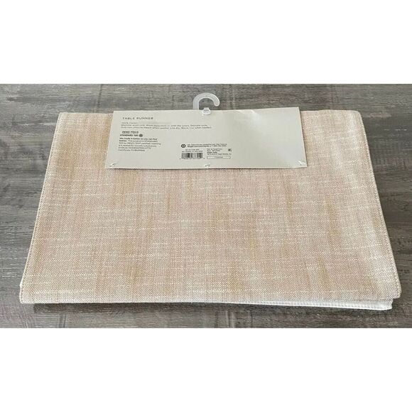 PROJECT 62 Rectangle Table Runner 72" x 14" White Tan 100% Cotton NEW Kitchen - Picture 2 of 4